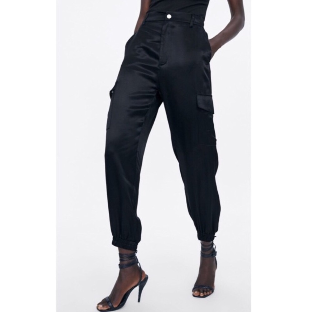 Satin zara cargo pants